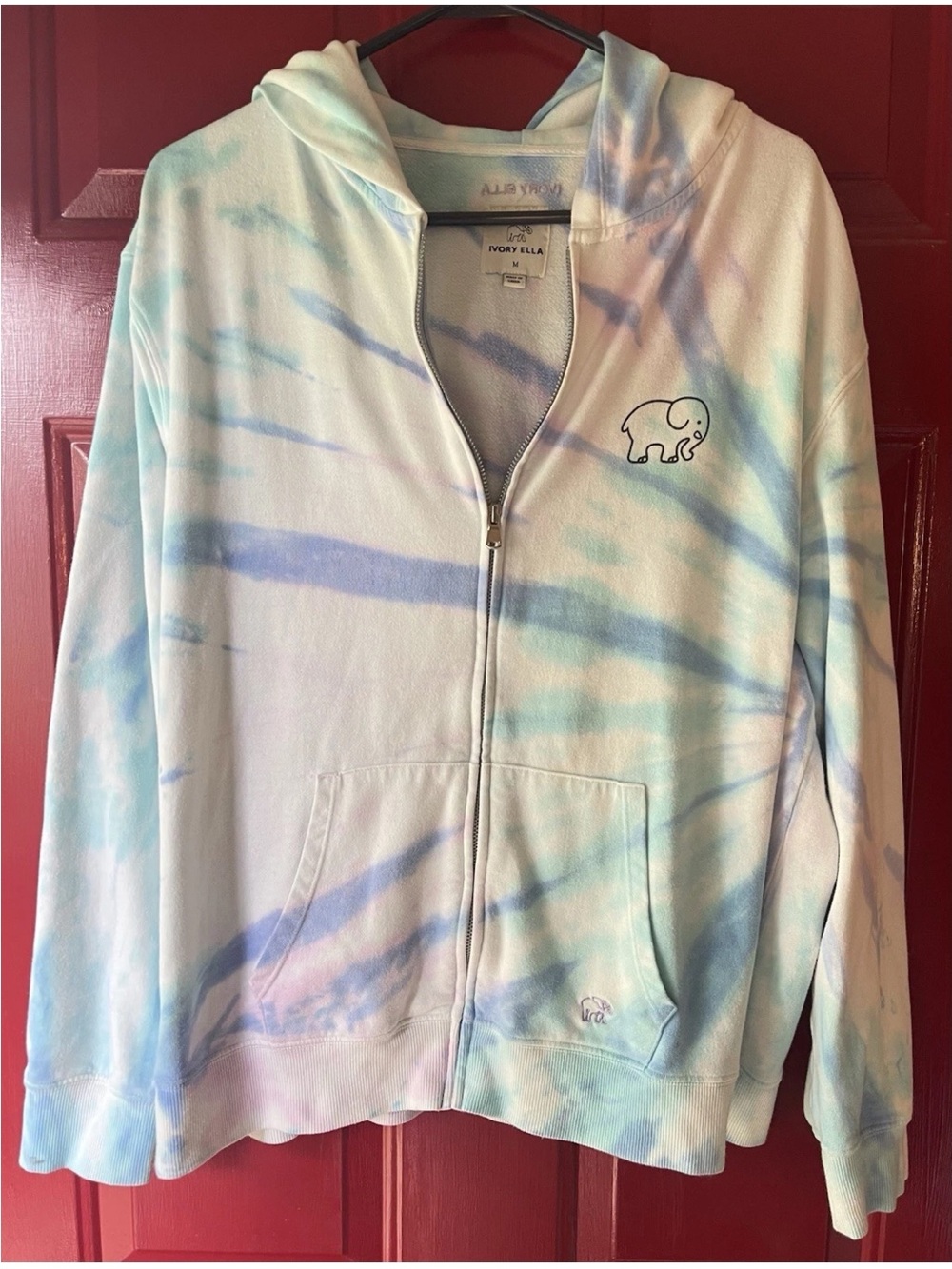 ivory ella Light Blue & Pale Purple Tie-Dye Zip Hoodie